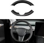 JSWAN Real Carbon Fiber Steering Wheel Cover for Tesla Model 3 2017-2023 Model Y 2020-2023 Steering Wheel Trim Cover Steering Wheel Wrap Protector Interior Accessories (Matte Black Upper Part) - Image 13