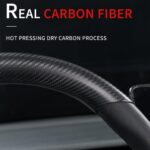 JSWAN Real Carbon Fiber Steering Wheel Cover for Tesla Model 3 2017-2023 Model Y 2020-2023 Steering Wheel Trim Cover Steering Wheel Wrap Protector Interior Accessories (Matte Black Upper Part) - Image 4