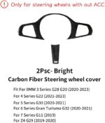 JSWAN Carbon Fiber Steering Wheel Cover for BMW 3 4 5 7 8 Series G20 G22 G28 G30 Z4 G29 320i 325i 330i 420i 425i 430i Steering Wheel Button Frame Trim Cover Steering Wheel Panel Cover (Without Acc) - Image 4