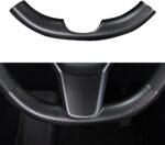 JSWAN Carbon Fiber Steering Wheel Embedded Cover for Tesla Model 3/Y Accessories Interior Modification Steering Wheel Panel Sticker (Bright Black Lower Part) - Image 13