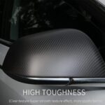 JSWAN 2PCS Real Dry Carbon Fiber Door Rearview Mirror Cover Cap for Tesla Model Y (2021-2024) Glossy Matte Forging Horn Molding Side Rearview Mirror Cover Exterior Mirrors Cap (Matte Black Model Y) - Image 4