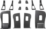 JSWAN 14pcs Carbon Fiber Car Window Glass Lift Button Trim Switch Cover for Tesla Model 3/Y Left Hand Drive Door Armrest Panel Cover Interior Modified Accessories (for New Model 3/Y, Bright Black) - Image 7