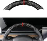 JSWAN Carbon Fiber Steering Wheel Embedded Cover for Tesla Model 3/Y Accessories Interior Modification Steering Wheel Panel Sticker (Bright Black Lower Part) - Image 8