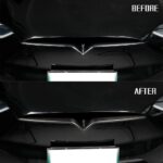 JSWAN Carbon Fiber Front Center Mesh Grille Grill Cover for Tesla Model X (2019-2022) Front Bumper Lip Splitter Front Grille Insert Trim, Car Body Spoiler Splitter Kit (Matte black) - Image 5