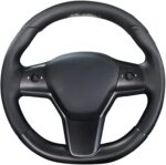 JSWAN Carbon Fiber Steering Wheel Embedded Cover for Tesla Model 3/Y Interior Modification Steering Wheel Panel Sticker Caps (Bright Forging 2 pcs) - Image 8