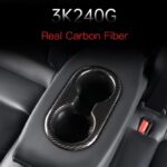 JSWAN Carbon Fiber Water Cup Holder Frame Trim Cover for Tesla Model Y Rear Drain Cup Slot Decoration Cover, Armrest Water Cup Holder Slot Frame Trim Sticker (Bright Black) - Image 4