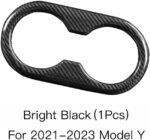 JSWAN Carbon Fiber Water Cup Holder Frame Trim Cover for Tesla Model Y Rear Drain Cup Slot Decoration Cover, Armrest Water Cup Holder Slot Frame Trim Sticker (Bright Black) - Image 5