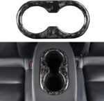 JSWAN Carbon Fiber Water Cup Holder Frame Trim Cover for Tesla Model Y Rear Drain Cup Slot Decoration Cover, Armrest Water Cup Holder Slot Frame Trim Sticker (Bright Black) - Image 8