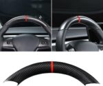 JSWAN Carbon Fiber Steering Wheel Decorative Panel Cover for Tesla Model 3 Model Y Steering Wheel Cover Car Interior Accessories (Matte Black 3 pcs) - Image 7
