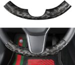 JSWAN Carbon Fiber Steering Wheel Embedded Cover for Tesla Model 3/Y Interior Modification Steering Wheel Panel Sticker Caps (Bright Forging 2 pcs) - Image 14