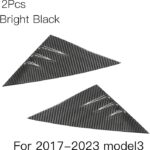 JSWAN Carbon Fiber A Pillar Window Triangle Cover for Tesla Model 3 / Y 2017-2023 Car Deflector Exterior Accessories (Bright Black, for Model 3) - Image 3