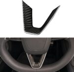 JSWAN Real Carbon Fiber Steering Wheel Panel Cover Fit for Tesla New Refreshed Model 3 2023-2024 Steering Wheel Frame Trim Cover Interior Accessories (Bright Black) - Image 2