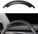 JSWAN Real Carbon Fiber Steering Wheel Cover for Tesla Model 3 2017-2023 Model Y 2020-2023 Steering Wheel Trim Cover Steering Wheel Wrap Protector Interior Accessories (Matte Black Upper Part) - Image 2