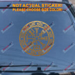 Vegvisir Viking Runic Compass Decal Vinyl Sticker Viking Odin Round style e - Image 12