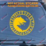 Viking Wolf Decal Sticker Runic Circle Norse Car Vinyl pick size color no bkgrd - Image 16