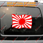 Japanese Rising Sun Flag waving  Decal Sticker Car Vinyl reflective glossy