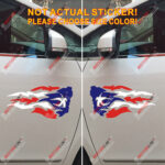 Pair Puerto Rico PR Puerto Rican Flag Fire Decal Sticker Car Vinyl Reflective
