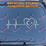 Love Turkey Turkish Flag Crescent Decal Sticker Car Vinyl Heart Beat EKG - Image 12
