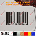Made in Great Britain UK Barcode Decal Sticker Car Vinyl pick size no bkgrd
