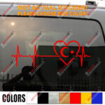 Love Turkey Turkish Flag Crescent Decal Sticker Car Vinyl Heart Beat EKG