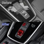 JSWAN Real Carbon Fiber Gear Shift Knob Cover Automatic Transmission Fit for Au-di A3 A3L (2021-2024) Shift Knob Head Cover Cap Car Gear Shift Knob Panel Cover(Gloss red) - Image 5