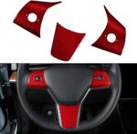 JSWAN Real Carbon Fiber Steering Wheel Cover for Tesla Model 3 2017-2023 Model Y 2020-2023 Steering Wheel Trim Cover Steering Wheel Wrap Protector Interior Accessories (Matte Black Upper Part) - Image 15