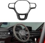 JSWAN Carbon Fiber Steering Wheel Cover Fit for 11th Gen Civic Type r FL5 Typer (2022-2024) CR-V/HR-V(2023-2024) Steering Wheel Trim Cover Steering Wheel Wrap Interior Accessories (Bright Black) - Image 2