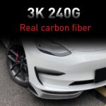 JSWAN Carbon Fiber Front Bumper Lip Spoiler for Tesla Model 3 2017-2023 Car Front Spoiler Splitter Wing Scratch Protector Cover, Car Front Fender Decorative Sticker (Matte Black) - Image 3