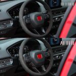 JSWAN Carbon Fiber Steering Wheel Cover Fit for 11th Gen Civic Type r FL5 Typer (2022-2024) CR-V/HR-V(2023-2024) Steering Wheel Trim Cover Steering Wheel Wrap Interior Accessories (Bright Black) - Image 4