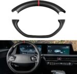 JSWAN Real Carbon Fiber Steering Wheel Cover with Red Marker for KIA EV6 GT GTLINE (2021-2024) Dry Carbon Fiber Steering Wheel Panel Cap (Bright Lower Part) - Image 7