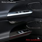 JSWAN 4PCS Carbon Fiber Door Window Control Panel Cover Window Lifter Sticker For Benz C-Class C200L C260L W206 AMG C43 C63 LHD(2022 2023) Door Switch Panel Bezel Trim Cover, Interior Accessories - Image 4