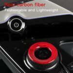 JSWAN Real Carbon Fiber Gear Knob Cover Fit for (2021-2024) Kia EV6 GT GT line and 2023 Kia NIRO EV Accessories, Gear Shift Knob Switch Cover, Central Console Armrest Panel Stickers (Bright red) - Image 3