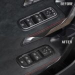 JSWAN Carbon Fiber 5Pcs Car Window Glass Lift Button Trim Switch Cover for Benz A Cla Class AMG A180 A200 Cla200 Cla260 Cla35 Cla45S W118 W177 V177 W206 LHD Door Armrest Panel Cover - Image 4