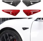 JSWAN Carbon Fiber Car Body Fender Camera Radar Decorative Cover Fit for Tesla Model 3/Y (2017-2023) Real Carbon Fiber Accessories (Forging Bright Black) - Image 3