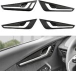 JSWAN 4pcs Real Carbon Fiber Inner Door Panel Trim Cover for Kia EV6 GTline GT(2022-2024) Door Handle Cover Door Armrest Panel Cover (Gloss with Switch Hole) - Image 2