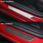 JSWAN 100% Real Carbon Fiber Car Door Pedal Cover for Model 3 Model Y 2017-2023 Car Internal Door Sill Trim Strip Sticker, for Tesla Accessories Interior Decoration Stickers (Matte Black 4 pcs) - Image 4