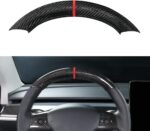 JSWAN Carbon Fiber Steering Wheel Decorative Panel Cover for Tesla Model 3 Model Y Steering Wheel Cover Car Interior Accessories (Matte Black 3 pcs) - Image 9