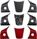 JSWAN Carbon Fiber Steering Wheel Cover for Tesla Model 3 Model Y Interior Accessories Parts Steering Wheel Panel Cover Sticker (Bright Red 1 Set (NOM)) - Image 5