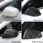 Door Mirror Covers Carbon Fiber Side Mirror Cover Caps Rearview Replacement For Tesla Model 3 Door Rearview Mirror Cover Cap Exterior Protect Accessories (Bright Forging Black 1 pair) - Image 5