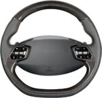JSWAN Real Carbon Fiber Steering Wheel Cover for KIA EV6 GT GTLINE (2021-2024) Dry Carbon Fiber Steering Wheel Panel Sticker Cap, Interior Modification Accessories (2pcs Bright Black) - Image 3