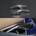 JSWAN Carbon Fiber Column Shift Cover Interior Stickers for Tesla Model 3/Y Shift Knob Gear Lever Decorative Accessories Cover Shift Head Shift Head Embedded Cover (Bright Red 1 Pair) - Image 8