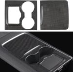 JSWAN Carbon Fiber Center Console Trims Cover for Tesla Model 3 Model Y Mid-Console Panel Decor Sticker Center Console Face-Lift Cover (Matte Black, 2021 to 2023) - Image 3