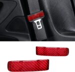 JSWAN Real Carbon Fiber Safety Belt Buckle Decoration Sticker Patch Shell for Tesla Model 3 Model Y Car Interior Dash Covers Interior (Bright Red 2 pcs) - Image 4