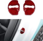 JSWAN Carbon Fiber Car Door Lock Cover for Model 3 Model Y Car Door Latches Covers Door Stopper Covers Protectors Door Guard Lock Sticker (Bright Red 4pcs) - Image 4