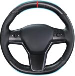 JSWAN Carbon Fiber Steering Wheel Embedded Cover for Tesla Model 3/Y Accessories Interior Modification Steering Wheel Panel Sticker (Bright Black Lower Part) - Image 12