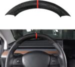 JSWAN Carbon Fiber Steering Wheel Embedded Cover for Tesla Model 3/Y Accessories Interior Modification Steering Wheel Panel Sticker (Bright Black Lower Part) - Image 10