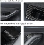 JSWAN 14pcs Carbon Fiber Car Window Glass Lift Button Trim Switch Cover for Tesla Model 3/Y Left Hand Drive Door Armrest Panel Cover Interior Modified Accessories (for New Model 3/Y, Bright Black) - Image 5