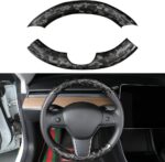 JSWAN Real Carbon Fiber Steering Wheel Cover for Tesla Model 3 2017-2023 Model Y 2020-2023 Steering Wheel Trim Cover Steering Wheel Wrap Protector Interior Accessories (Matte Black Upper Part) - Image 9
