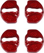 JSWAN Carbon Fiber Car Door Lock Cover for Model 3 Model Y Car Door Latches Covers Door Stopper Covers Protectors Door Guard Lock Sticker (Bright Red 4pcs) - Image 2