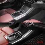 JSWAN Carbon Fiber Center Console Trim Cover Gear Shift Panel Frame Sticker for BMW 2 3 4 Series G20 G22 G42 330i 325i 430i 425 M2 M3 M4 G80 G82 G87 Center Console Dashboard Panel Cup Holder Cover - Image 4